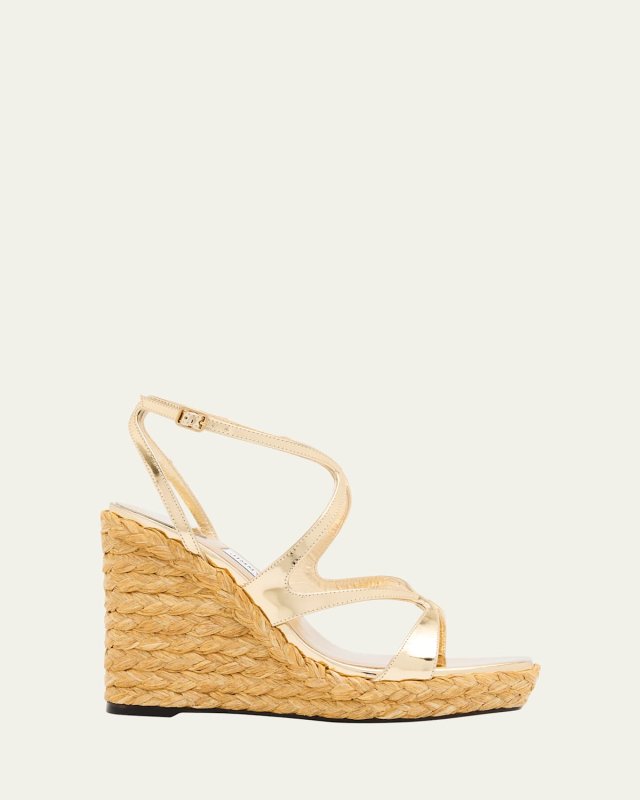 Ayla 110 Metallic Leather Wedge Sandals